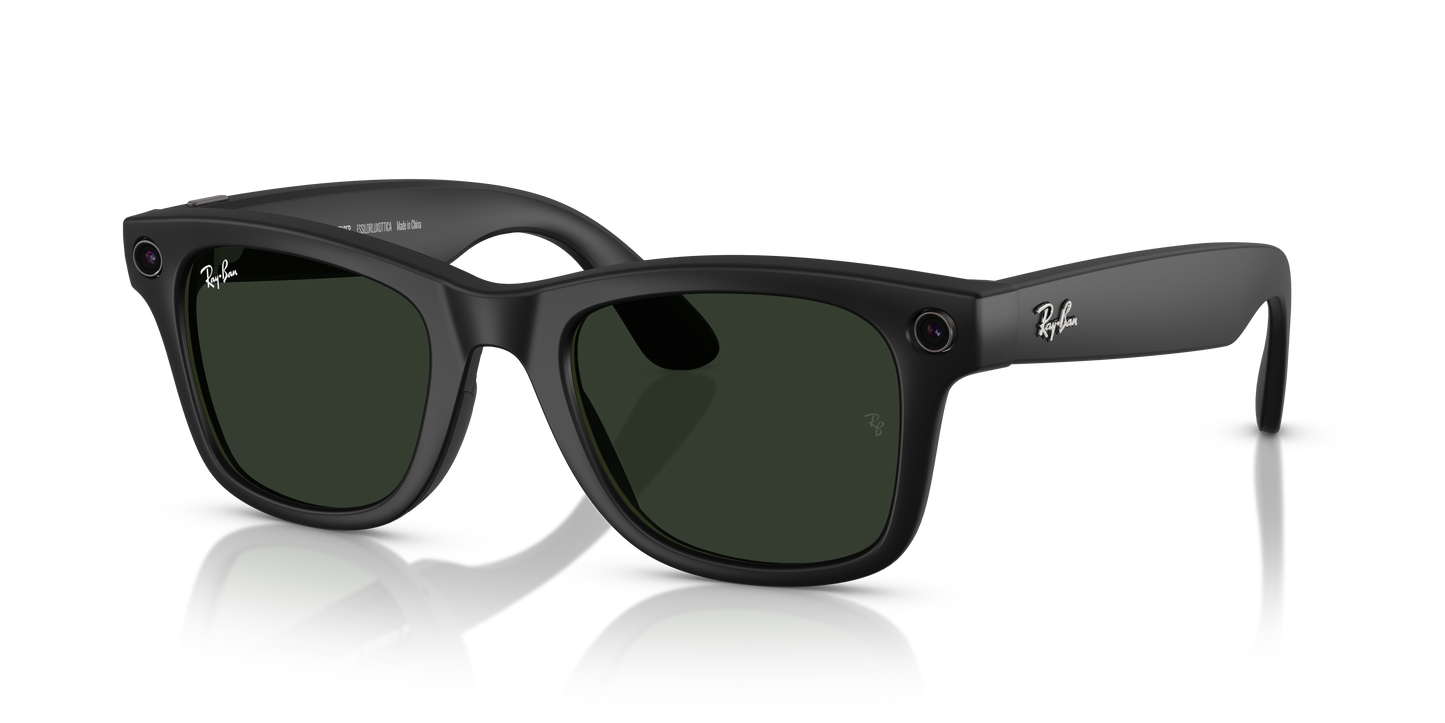 Ray Ban Stories Smart Sunglasses Wayfarer Style with Built In Camera and Audio in Blue Grey Frame
