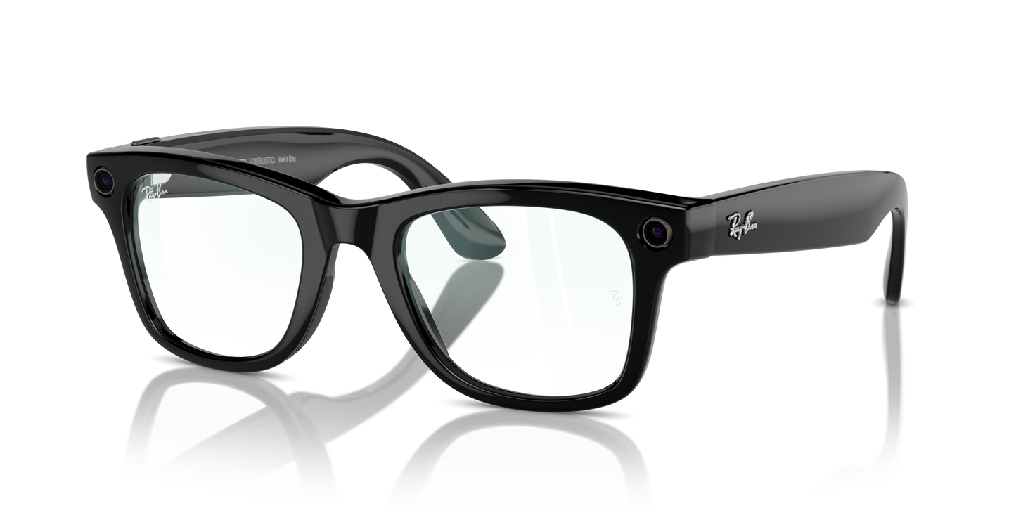 Ray Ban Stories Smart Sunglasses Wayfarer Style with Built In Camera and Audio in Blue Grey Frame