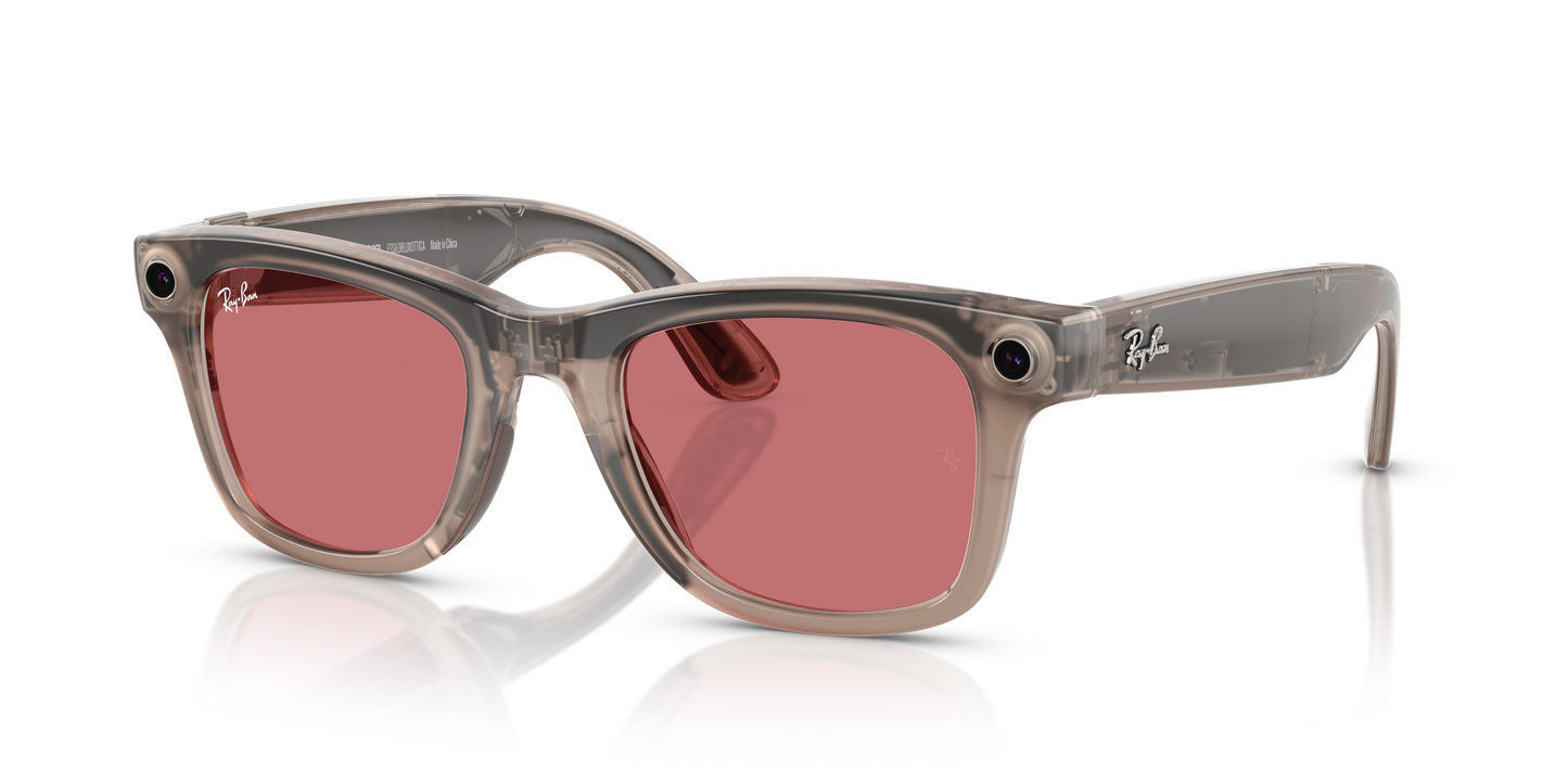 Ray Ban Stories Smart Sunglasses Wayfarer Style with Built In Camera and Audio in Blue Grey Frame