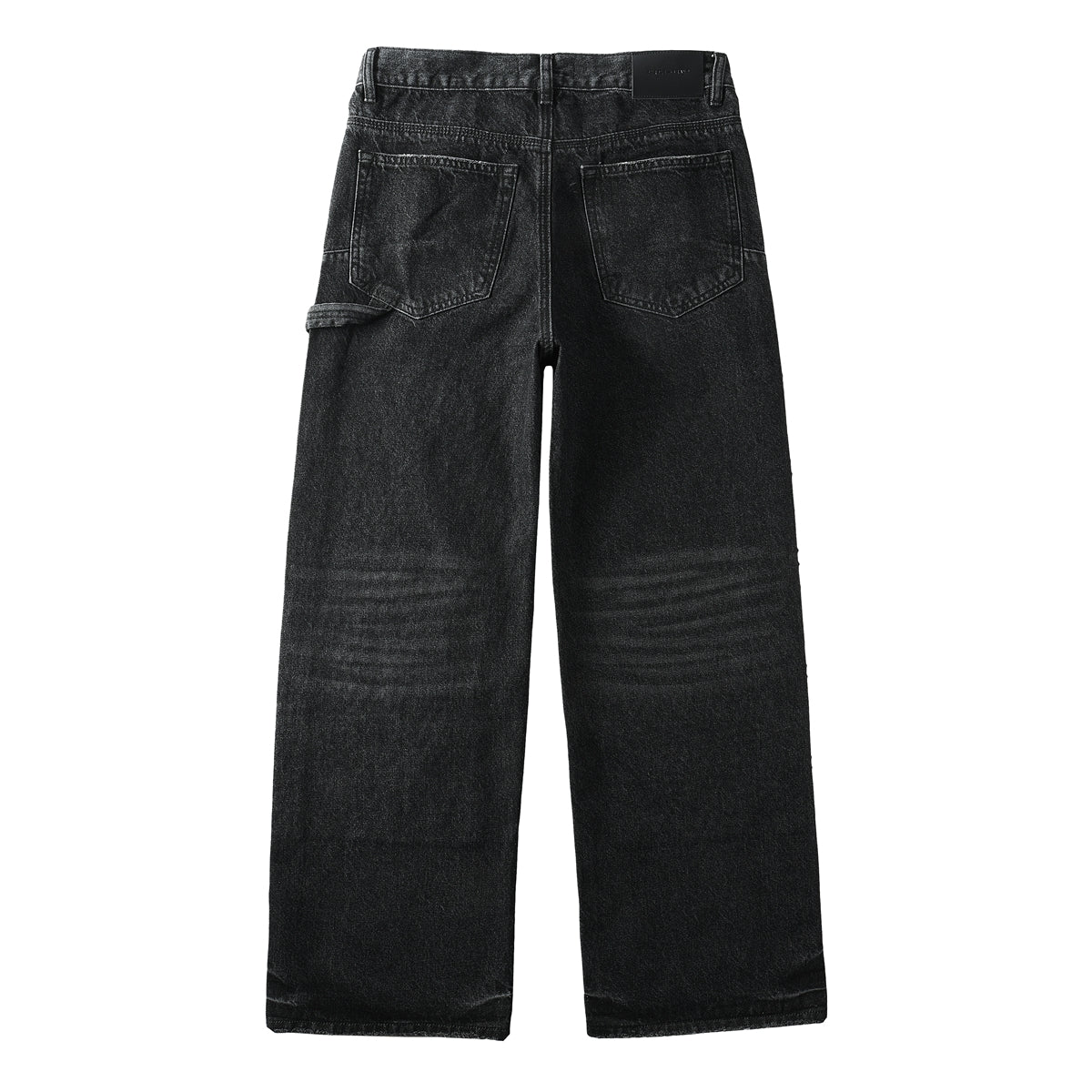 Vaqueros negros de pierna ancha para hombre con paneles frontales con tachuelas y diseño inspirado en ropa de trabajo urbana 104