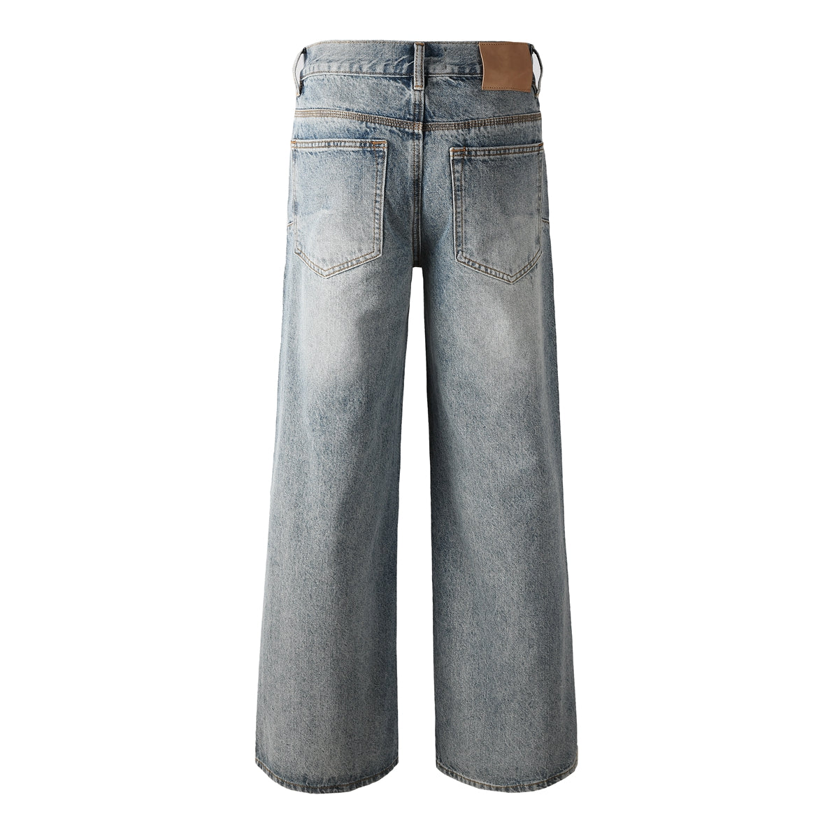 Jean ample tendance pour homme en denim bleu clair avec brillance holographique et base vintage délavée 108