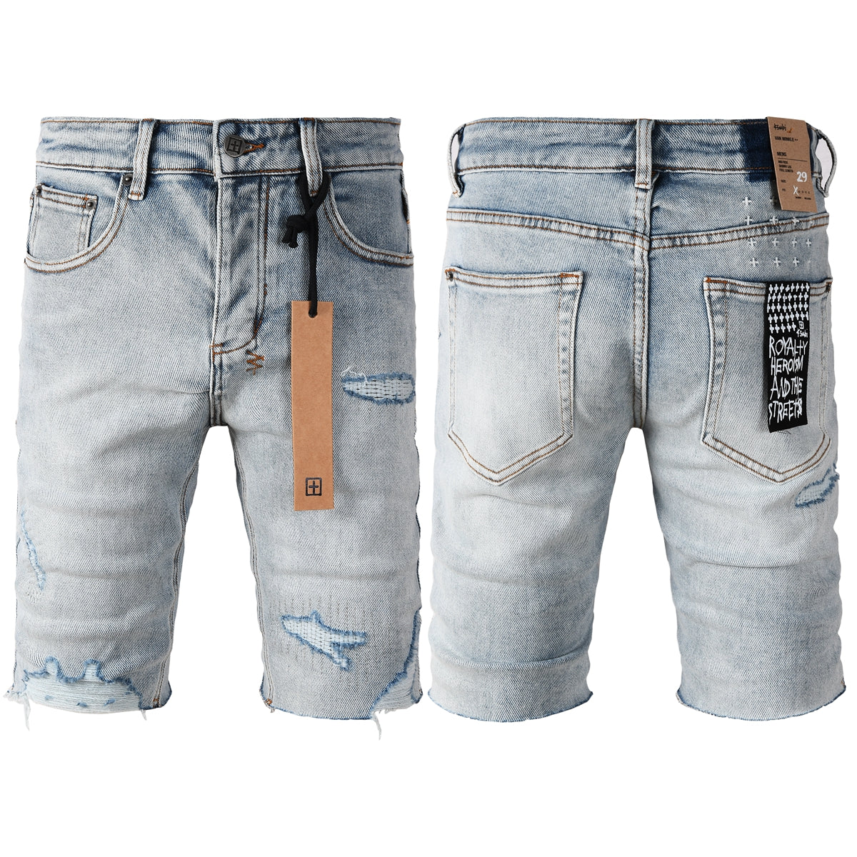 Short en jean déchiré vintage pour homme, délavé clair, avec ourlet brut et détails vieillis, 2003