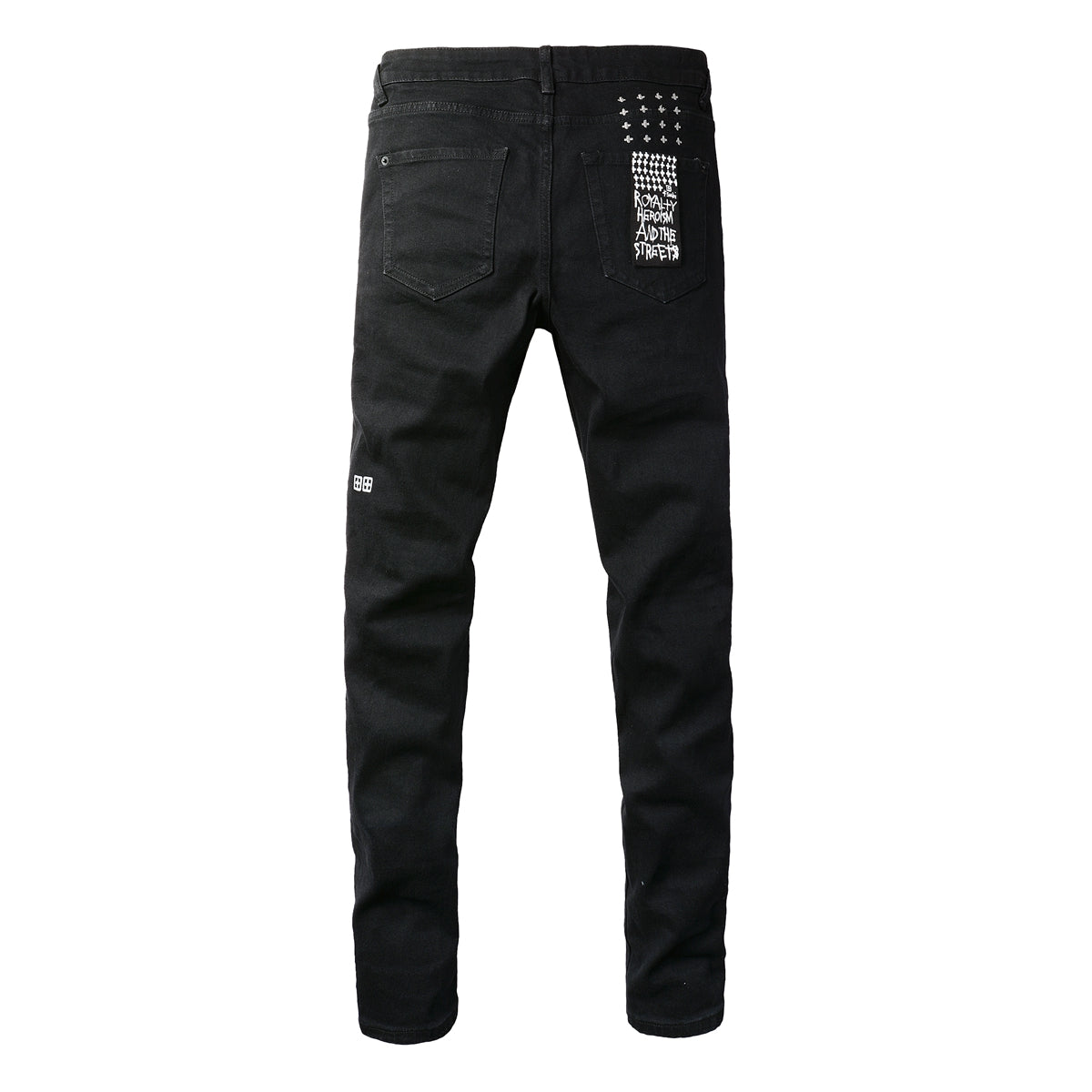 Jeans negros de tiro medio con rodillas deshilachadas 3005