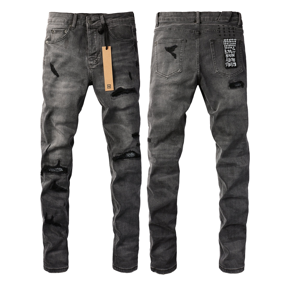 Pantalones vaqueros negros Essential Denim con parche de logotipo 3010
