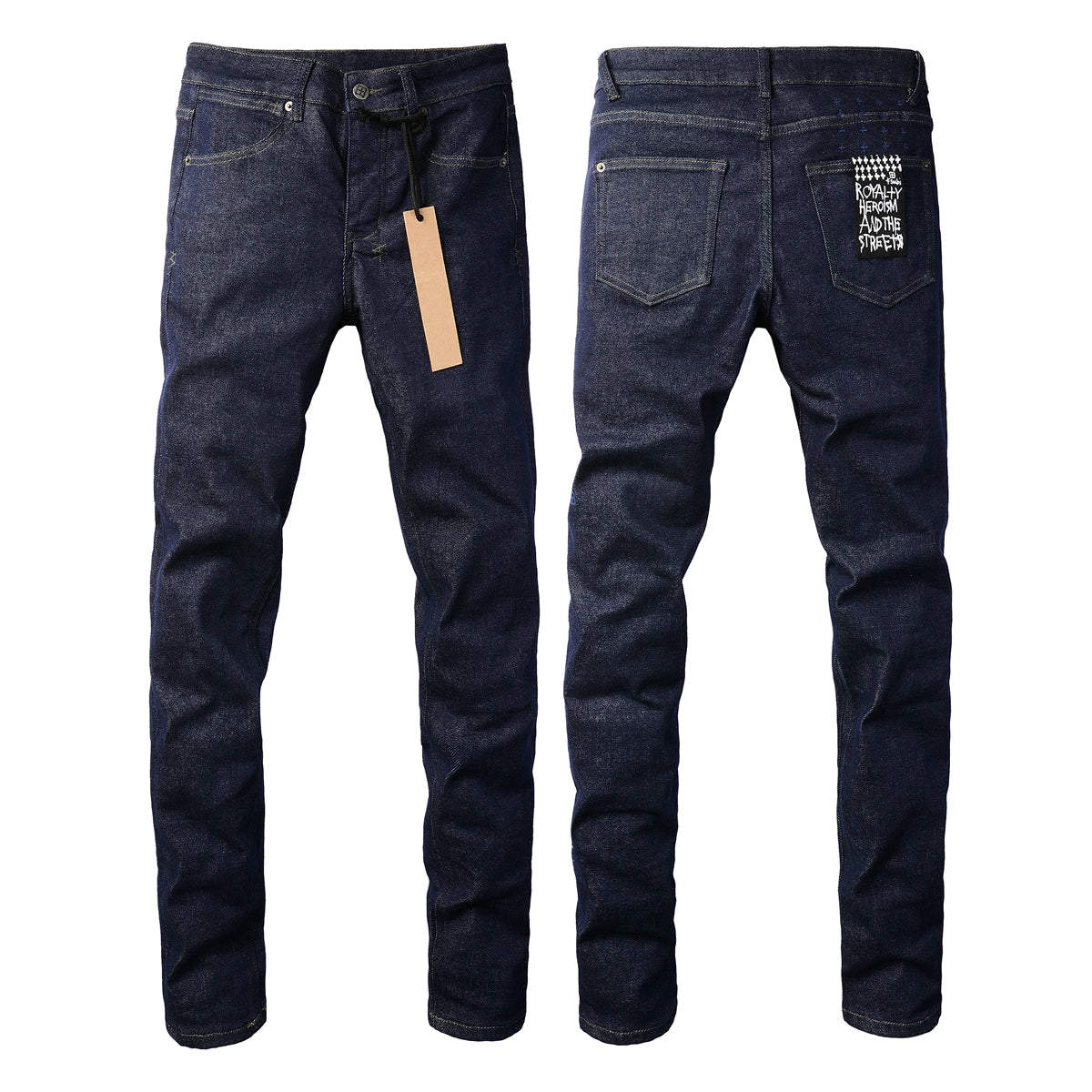 Navy Straight-Leg Jeans with Minimalist Design 3011