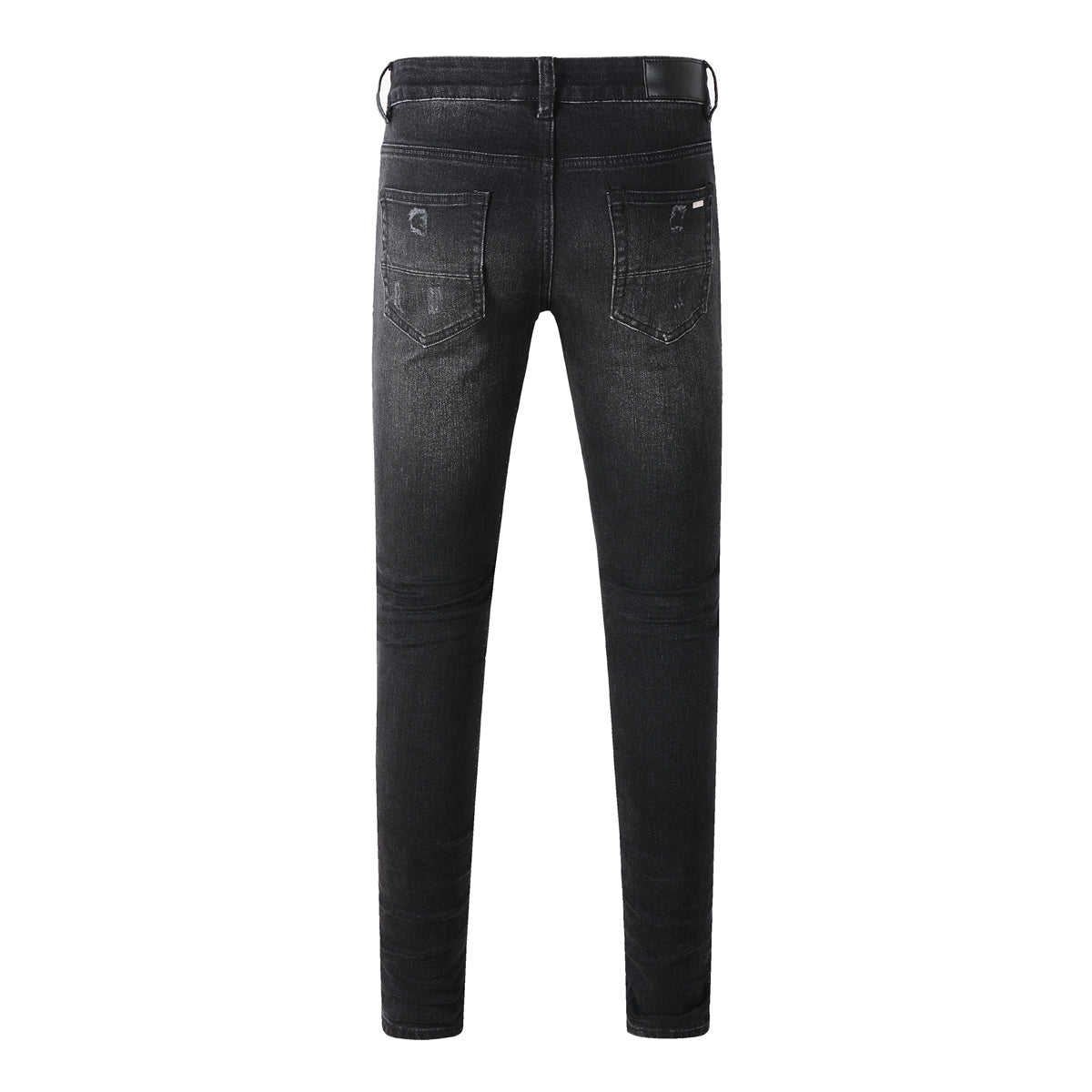 Jean noir moulant pour homme avec patchs cachemire et détails vieillis 669