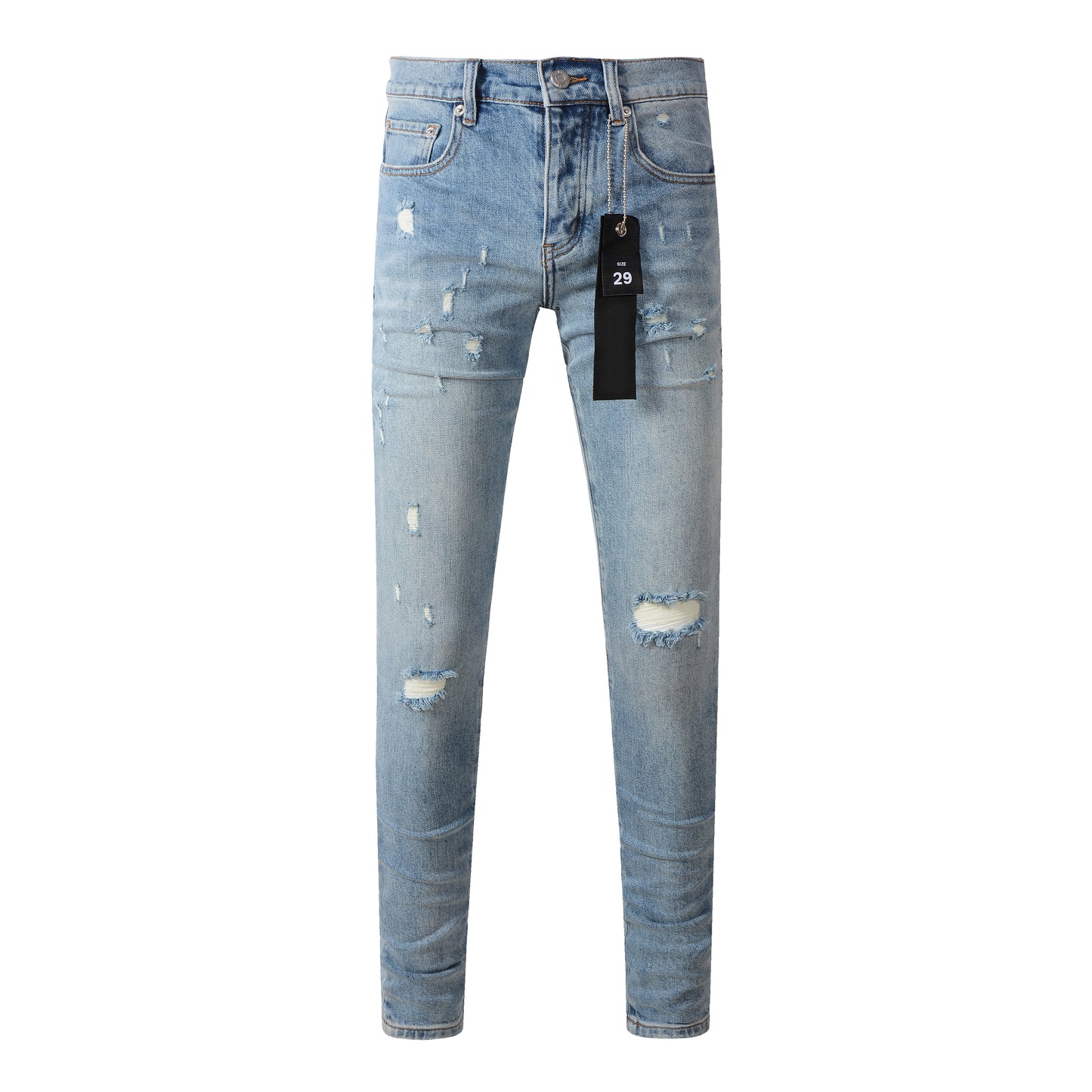 Vaqueros azules rotos de moda 9075 con diseño desgastado
