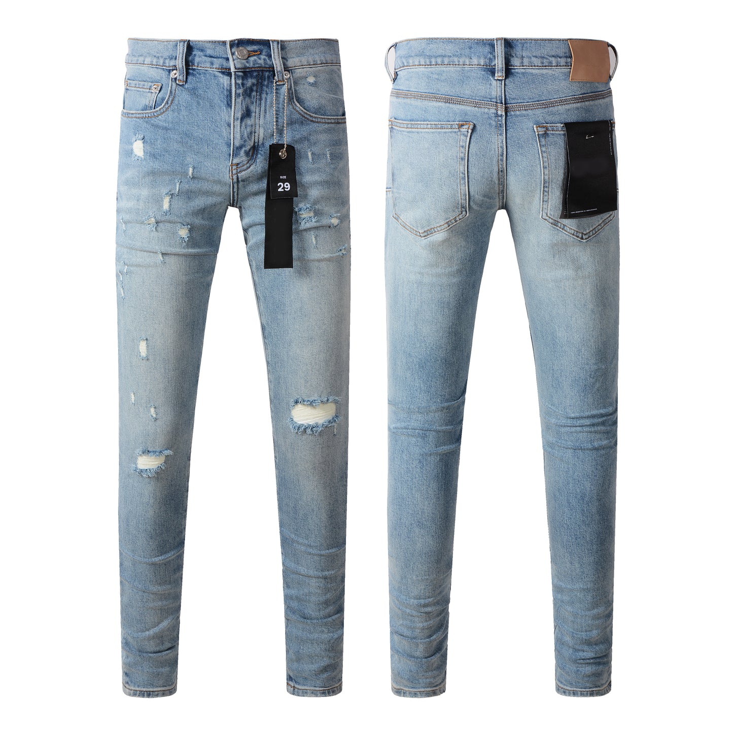 Vaqueros azules rotos de moda 9075 con diseño desgastado