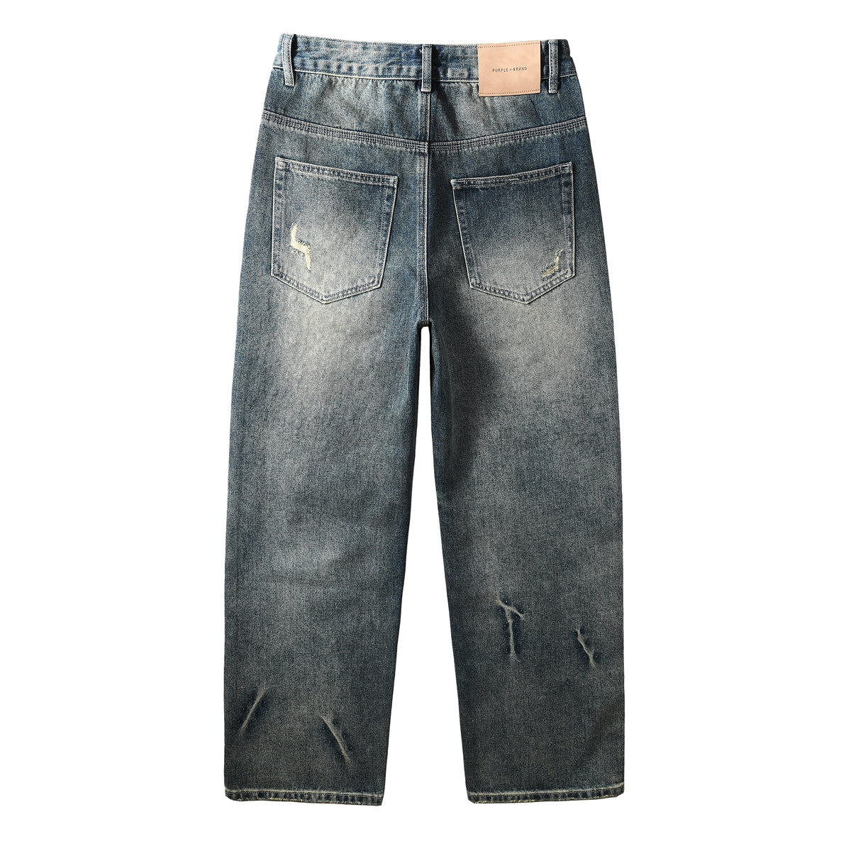 Vaqueros azules lavados de diseñador para hombre, corte holgado, con adornos de cristal y un aspecto desgastado y atrevido 9131