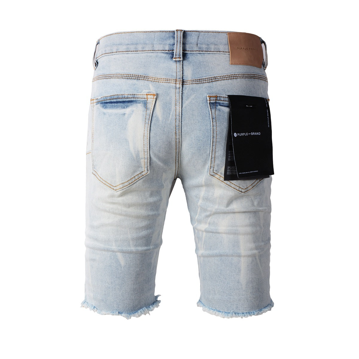 Short en jean bleu tendance 5017 avec texture froissée et boutonnage classique sur le devant