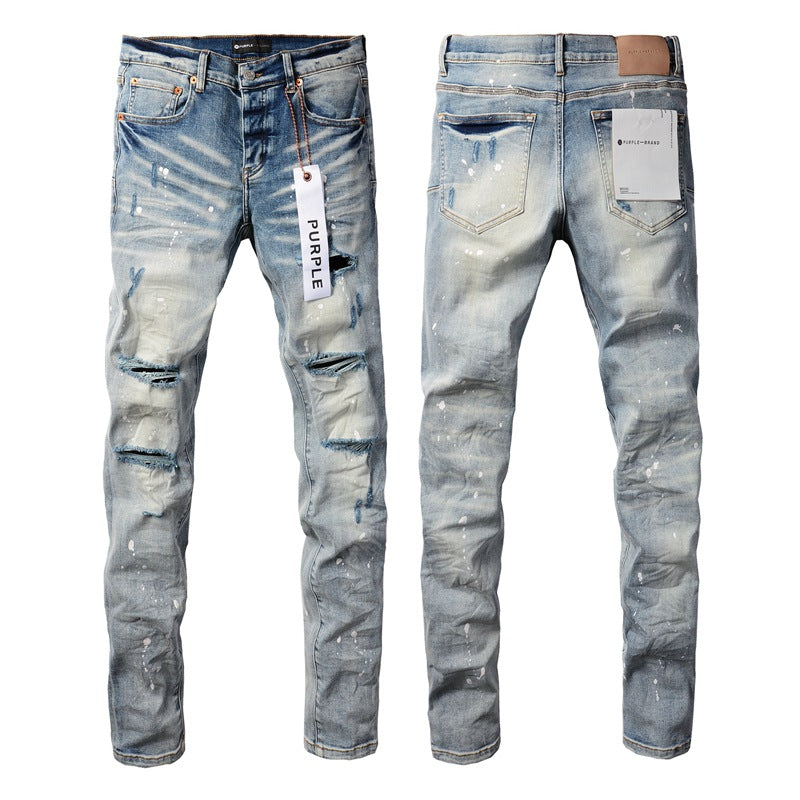 Jeans Fashion High Street Bleu Délavé Nouvelle Tendance Pantalon 9003