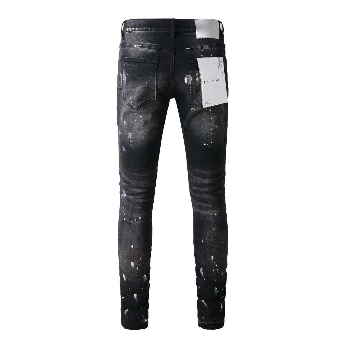 Jeans violets de marque avec peinture noire High Street en détresse (9002-7025) Pantalons de mode
