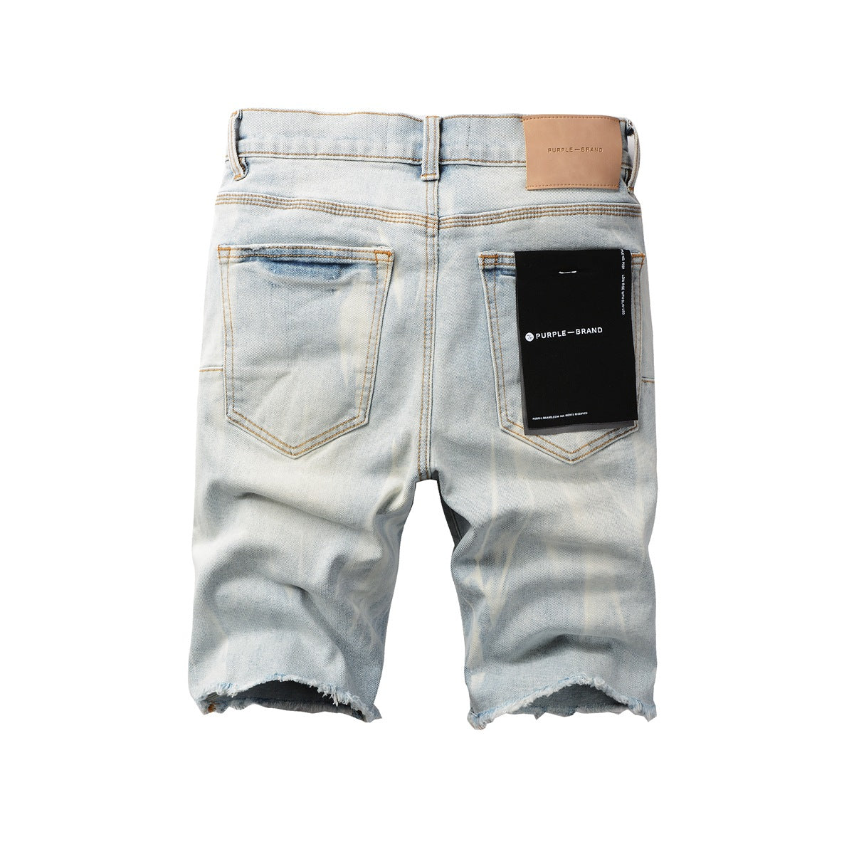 Short en jean bleu tendance 5017 avec texture froissée et boutonnage classique sur le devant