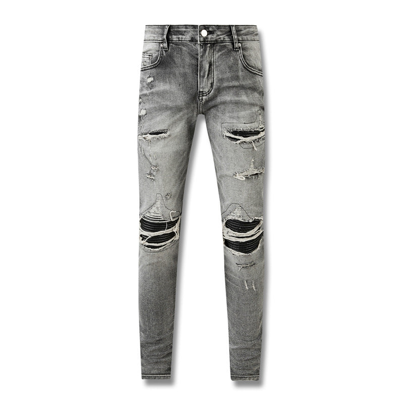 Jean skinny extensible vieilli grande taille pour femme en bleu 601