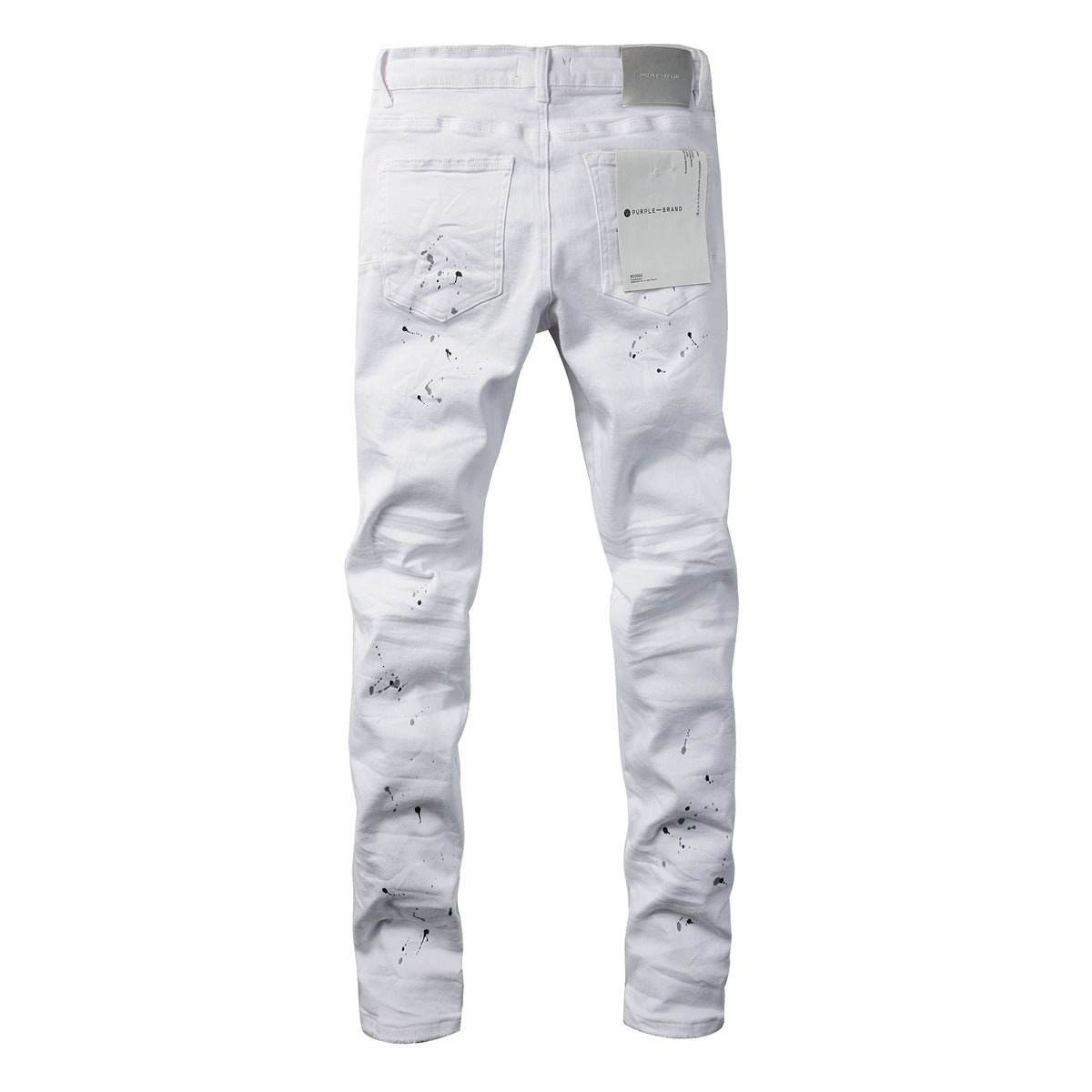 Jean déchiré à la mode vintage avec taches d'encre blanche 9021