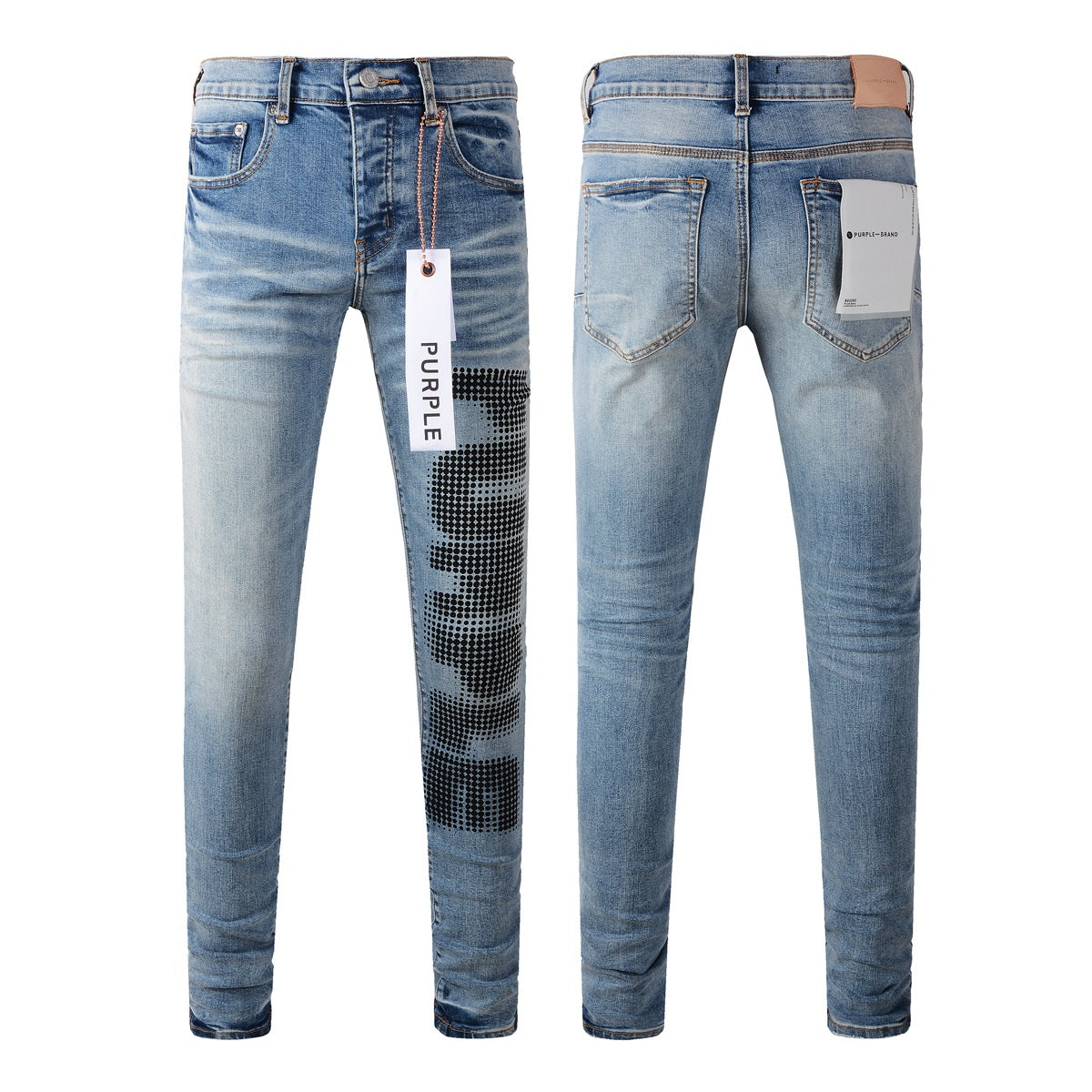 Pantalon skinny en denim bleu à pois noirs New Pop pour homme PB9052A