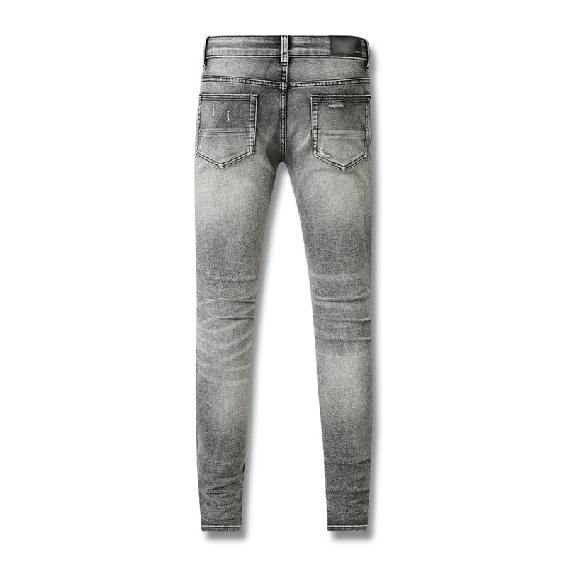 Jean skinny extensible vieilli grande taille pour femme en bleu 601