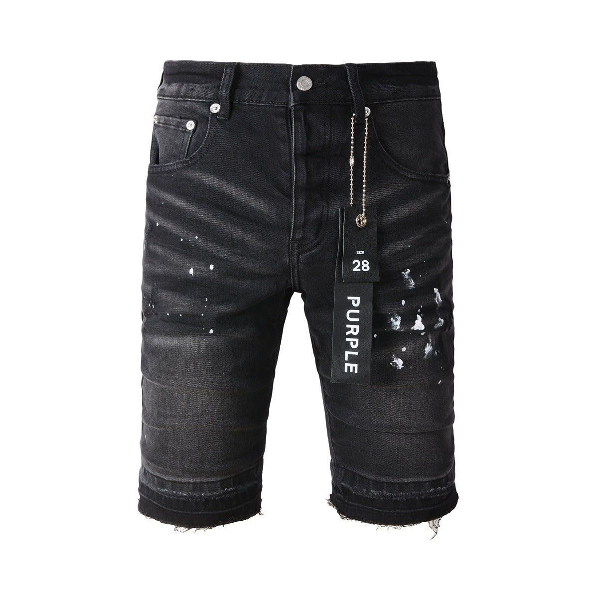 Shorts vaqueros negros 5002 con diseño de lunares blancos