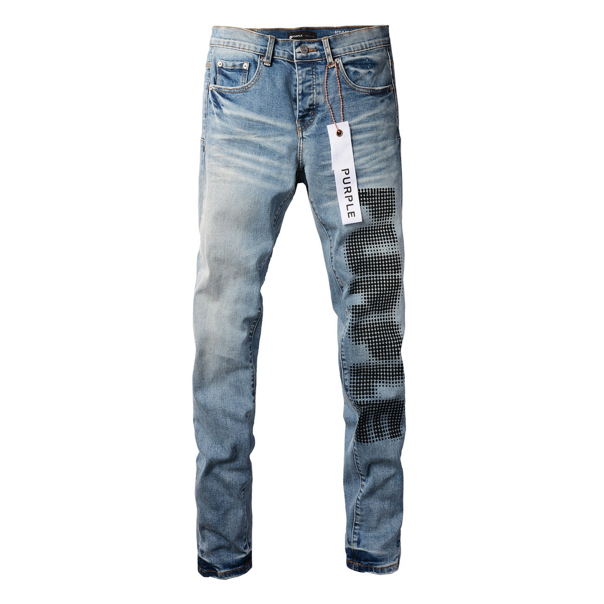 Pantalon skinny en denim bleu à pois noirs New Pop pour homme PB9052A