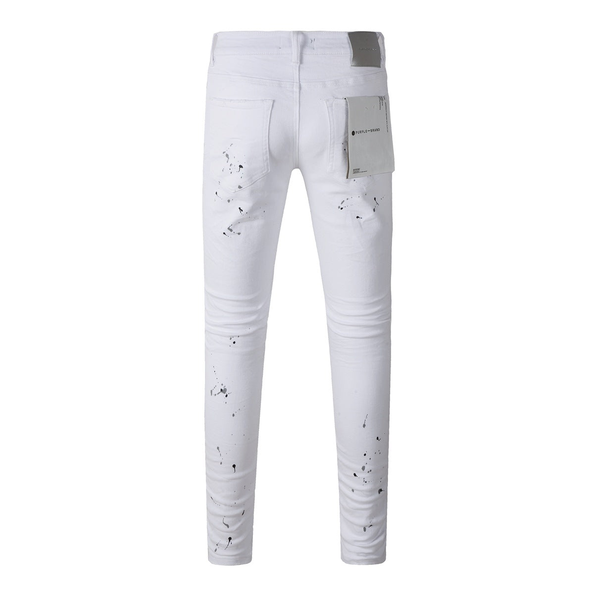 Jean déchiré à la mode vintage avec taches d'encre blanche 9021