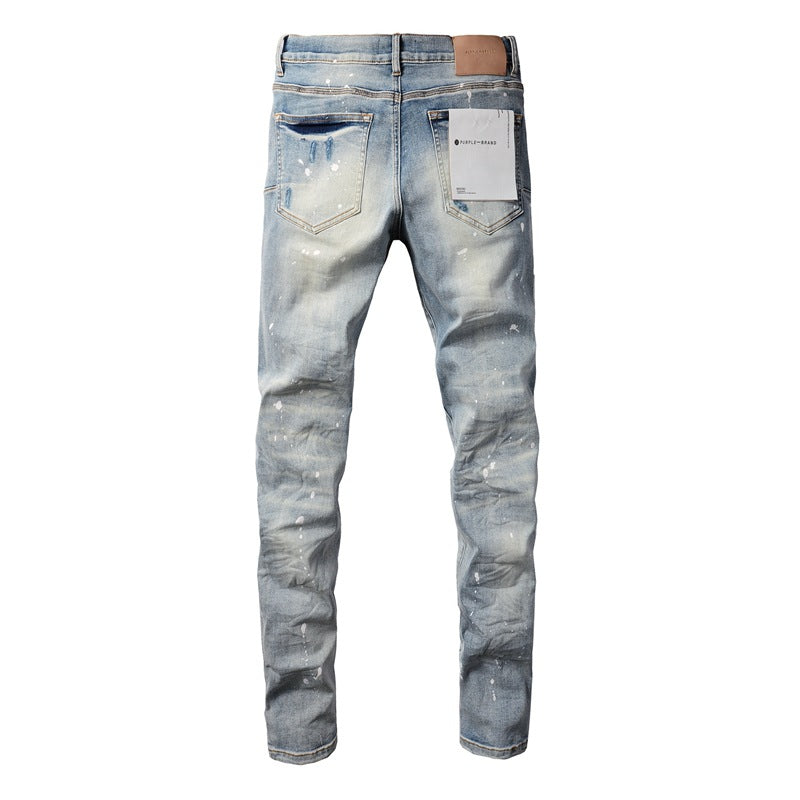 Jeans Fashion High Street Bleu Délavé Nouvelle Tendance Pantalon 9003