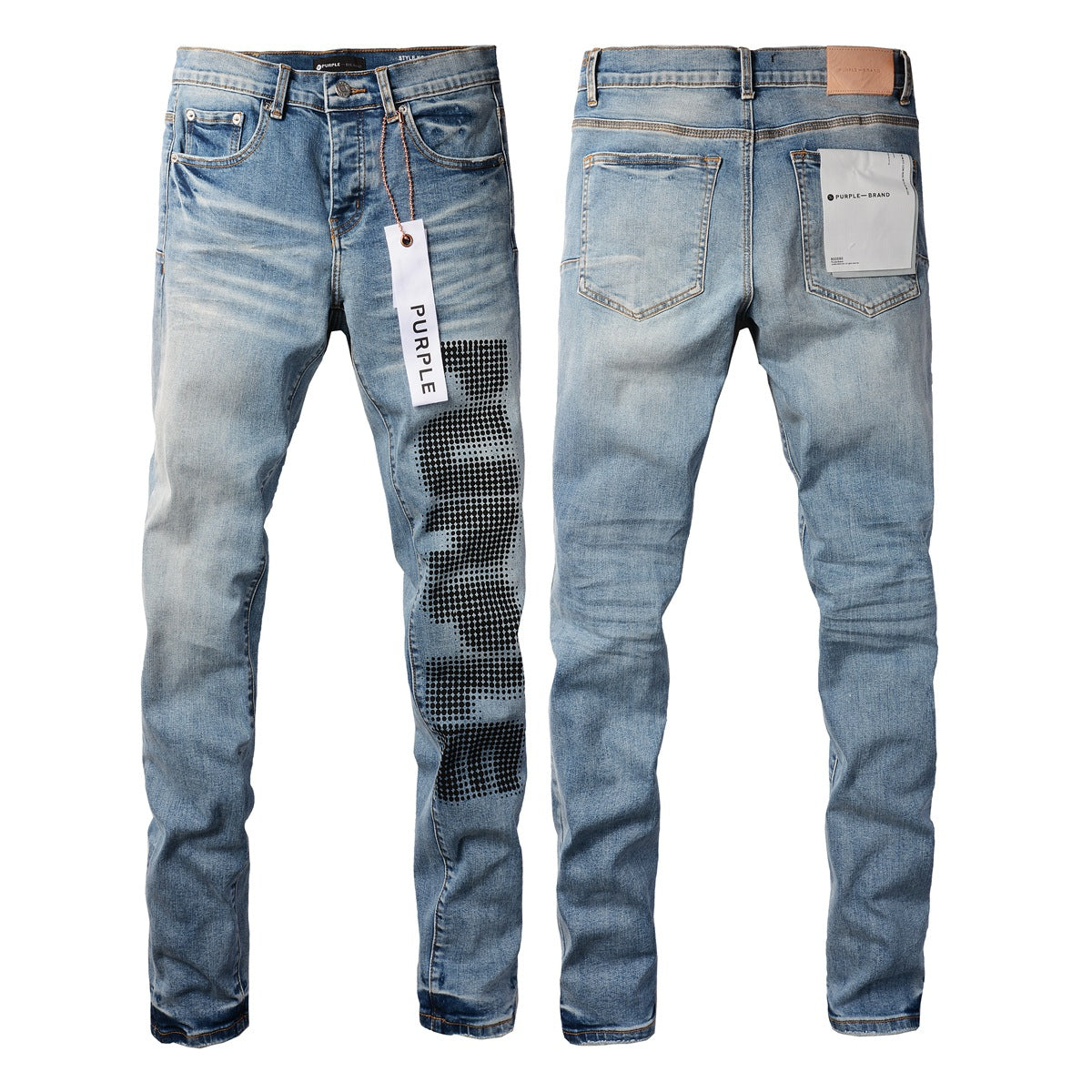 Pantalon skinny en denim bleu à pois noirs New Pop pour homme PB9052A