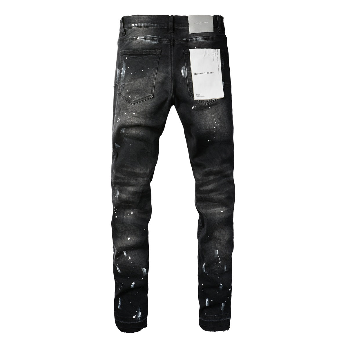 Jeans violets de marque avec peinture noire High Street en détresse (9002-7025) Pantalons de mode