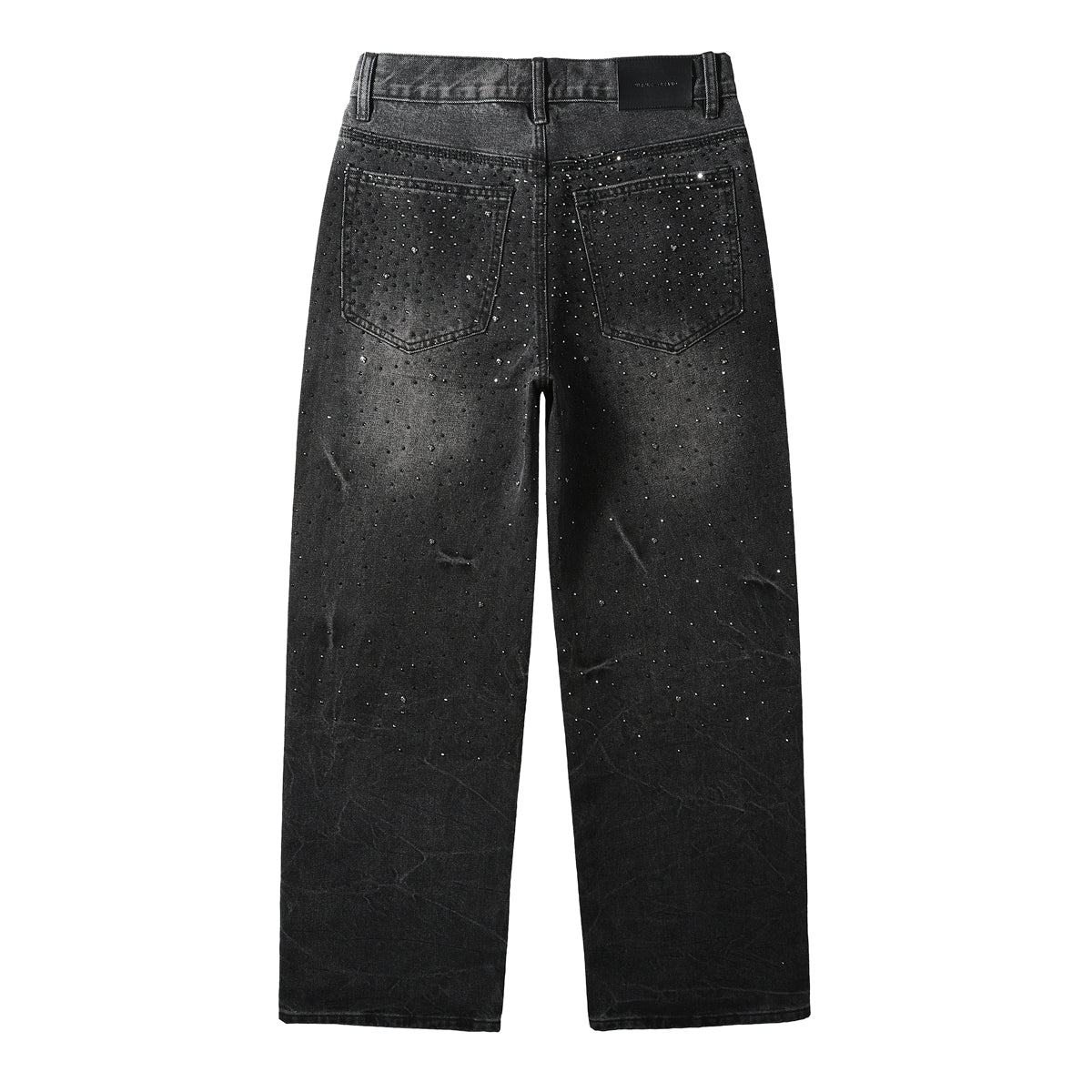 Vaqueros de calle oversize para hombre en negro vintage con detalles de purpurina en toda la longitud y un estilo urbano de lujo 105 