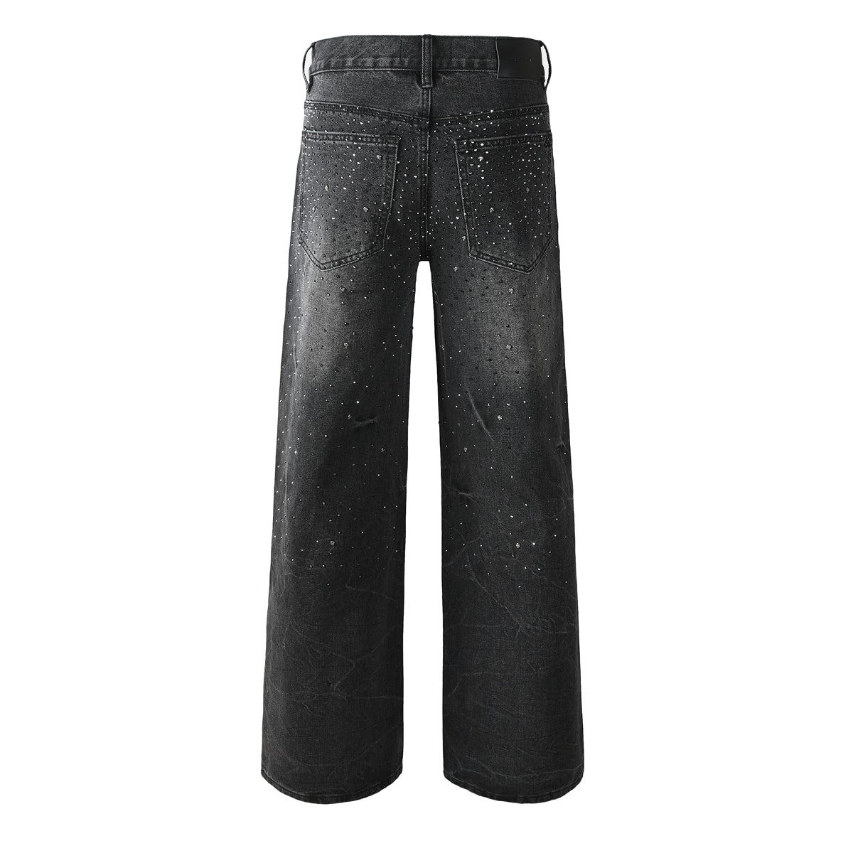 Vaqueros de calle oversize para hombre en negro vintage con detalles de purpurina en toda la longitud y un estilo urbano de lujo 105 