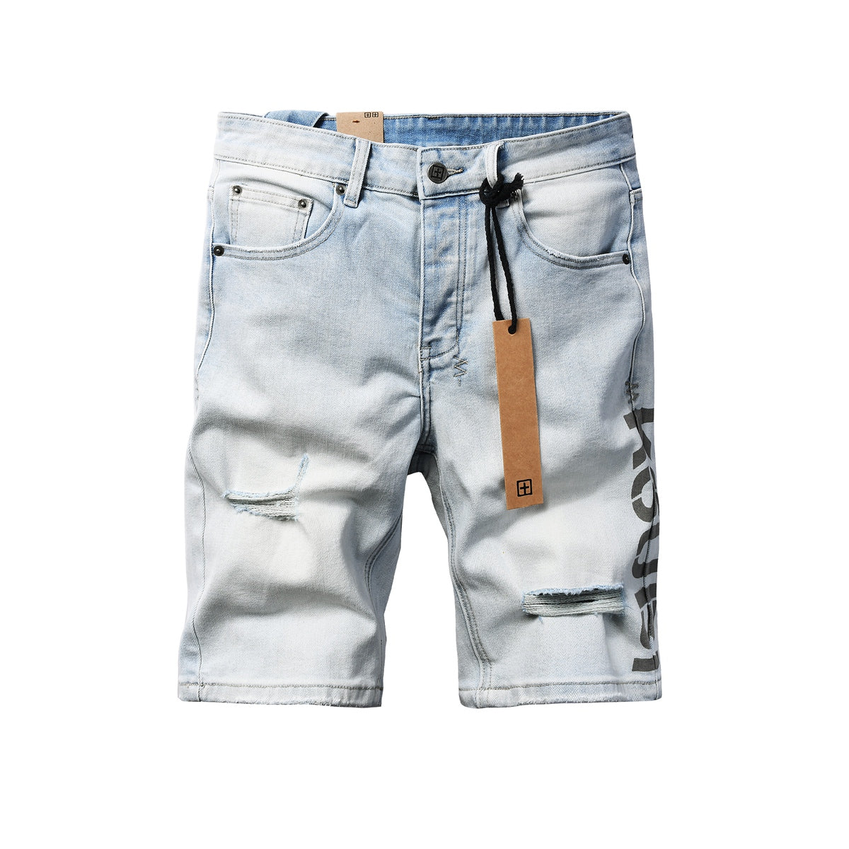 Men’s Light Blue Ripped Denim Shorts – Urban Streetwear Slim Jean Shorts 2012