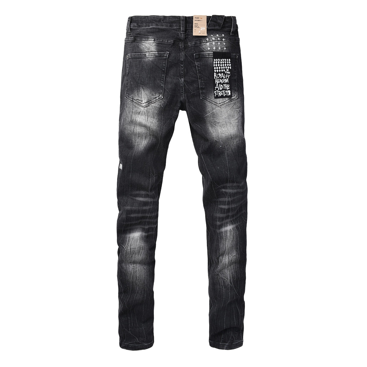 Men's Black Distressed Skinny Jeans Vintage Washed Denim Pants Ripped Slim Fit Streetwear Casual Fashion Trousers 3065