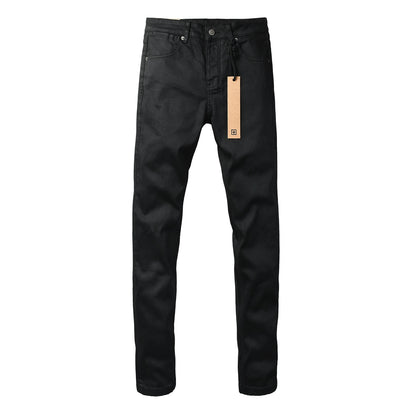 Solid Black Minimal Clean Finish Slim Fit Five Pocket Jeans 3072