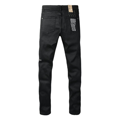 Solid Black Minimal Clean Finish Slim Fit Five Pocket Jeans 3072