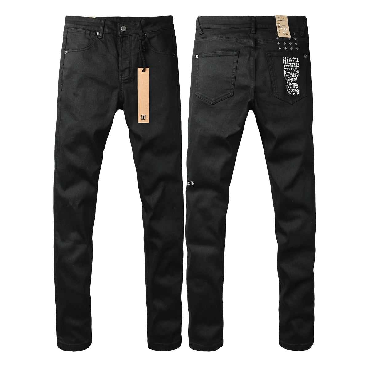 Solid Black Minimal Clean Finish Slim Fit Five Pocket Jeans 3072