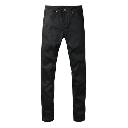 Solid Black Minimal Clean Finish Slim Fit Five Pocket Jeans 3072