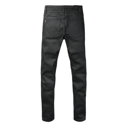 Washed Black MMXX Bandana Graphic Patchwork Slim Fit Jeans 3078